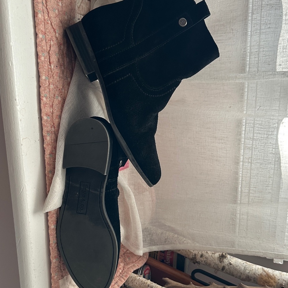 Frye and Co Black Suede Ankle Boots